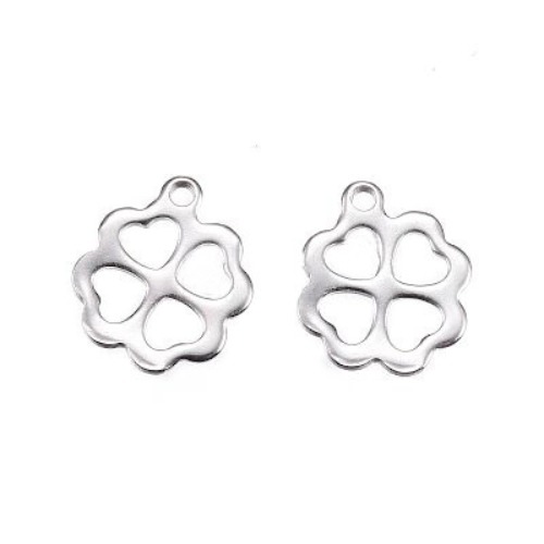 Zawieszka koniczynka srebrna 12,5x10mm stal nierdzewna 5szt