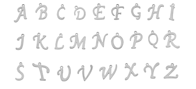 Zawieszki literki/alfabet srebrne