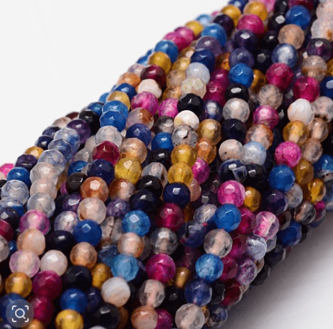 Agat kolorowy fasetowany 4mm sznur/+-90szt