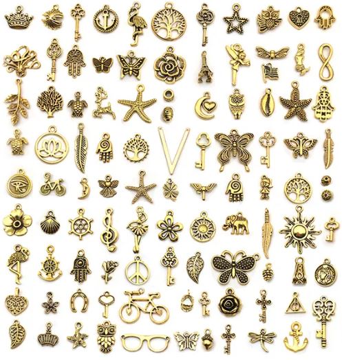 Zawieszki ze stopu antyczne złoto retro styl mix 10szt