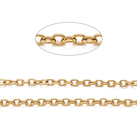 Łańcuszek owal ze stali nierdzewnej powłoka jonowa IP złoty ok. 1m