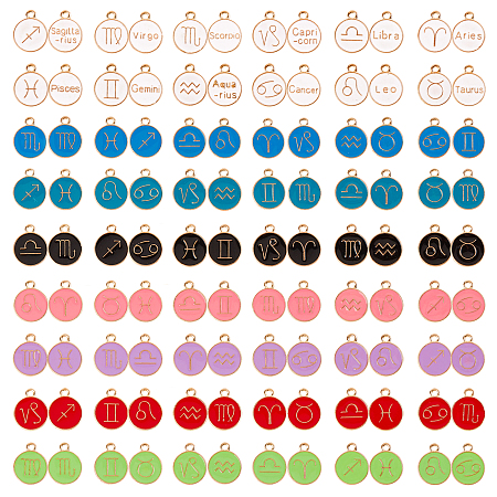 Mega zestaw zawieszek - znaki zodiaków  14/12mm 96szt!