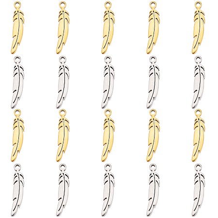 Zawieszki piórka ze stali nierdzewnej zestaw 2 kolory-4szt