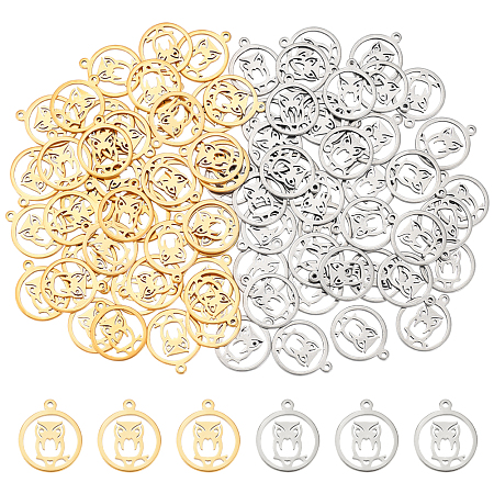 Zawieszki sowy 2 kolory stal nierdzewna 4 szt