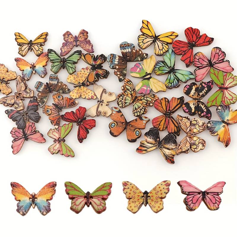 Drewniany motyl dekoracja do handmade 20-25mm 5szt mix