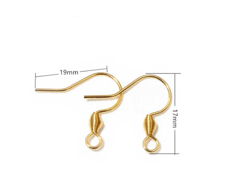 Bigle otwarte ze sprężynką stali nierdzewnej 19x17mm złote 6szt