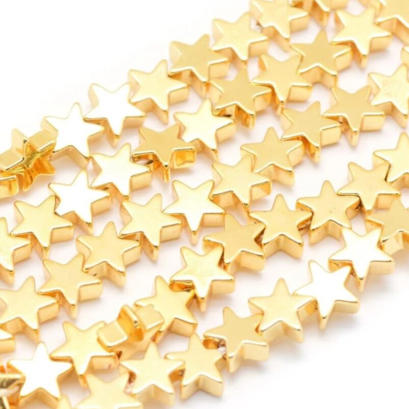 Hematyt gwiazdka kolor jasny złoty koralik 6mm sznur/+-75szt