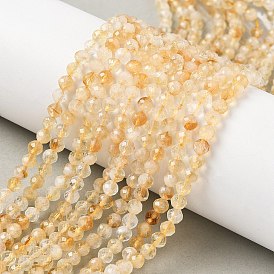 Cytryn fasetowany koralik 4mm pół sznura/+-45szt