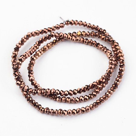 Kryształki - szklane koraliki kolor miedziany oponki platerowane 3x2mm sznur/+-200szt