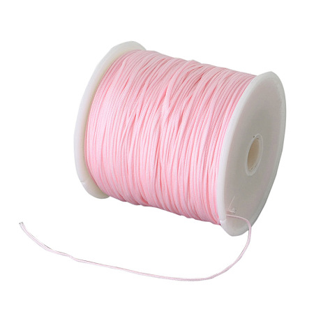 Nylon Chinese Knot Cord, Nylon Jewelry Cord for Jewelry Making, Pink