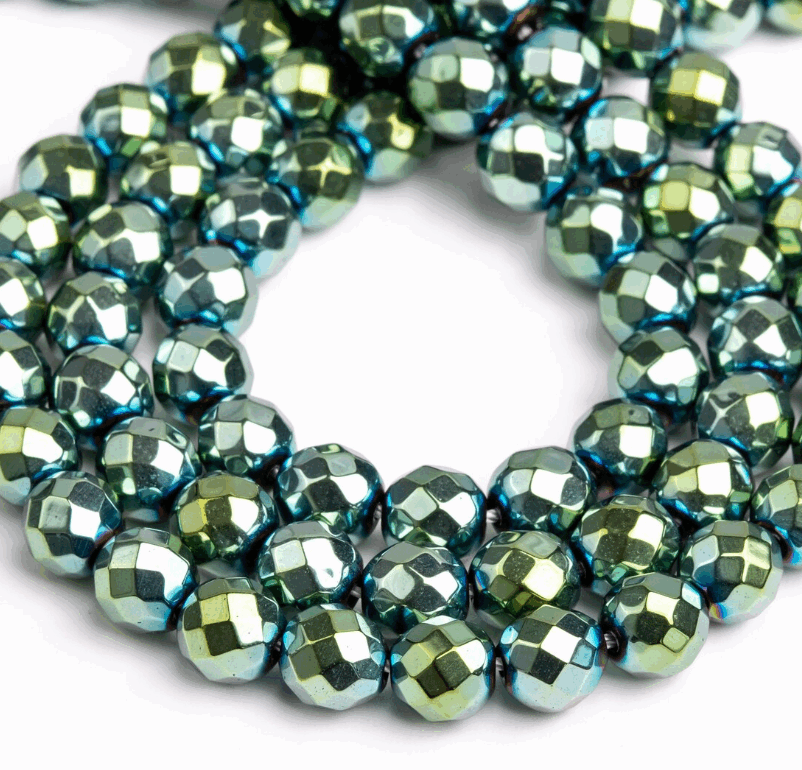 Hematyt kolor syrenka zielona 4mm fasetowany sznur/+-90szt