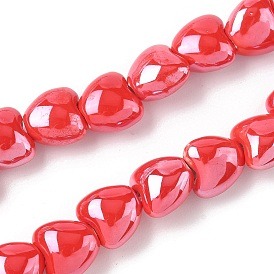 Koraliki ceramiczne serca czerwone  9,5x10mm sznur/+-40szt
