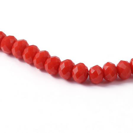 Koraliki szklane czerwone 3x2mm sznur/+-120szt