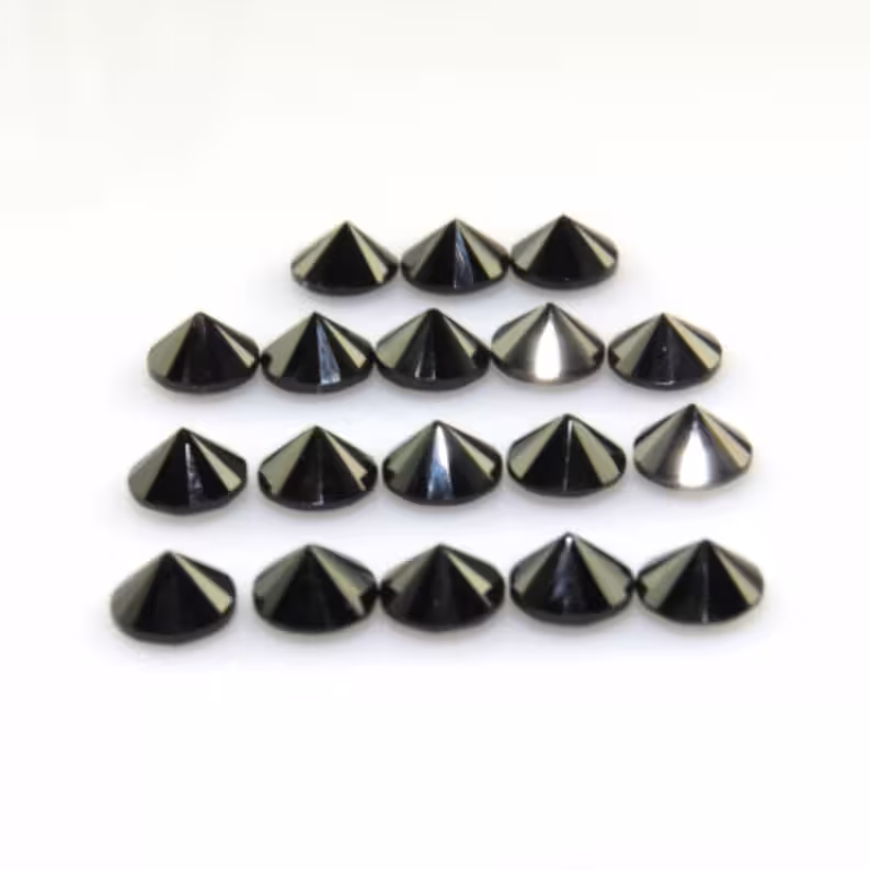 Diament czarny 3mm 0,13kt szlif brylantowy 1szt Certyfikowany