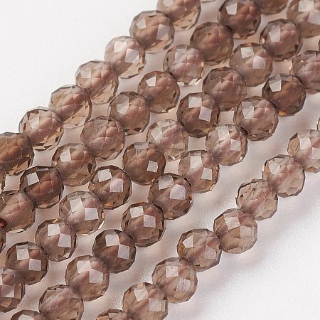 Kwarc dymny fasetowany 4mm sznur/+-90szt