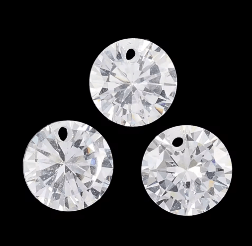 Cyrkonie okrągłe białe 4mm z otworem 10szt