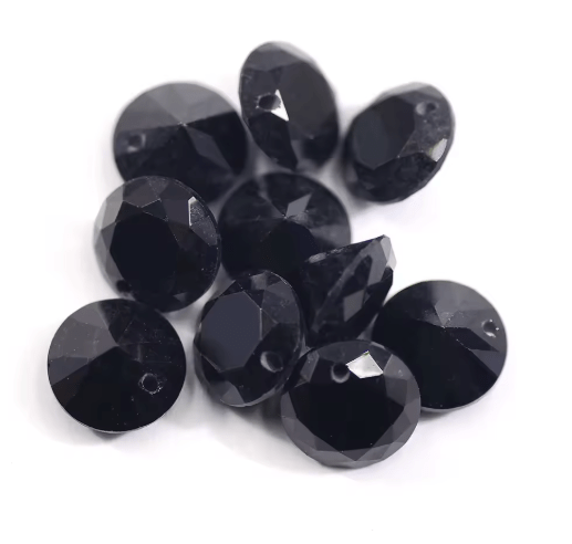 Cyrkonie okrągłe czarne 8mm z otworem 10szt