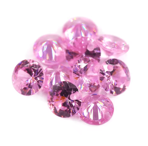Cyrkonie okrągłe różowe 4mm z otworem 10szt