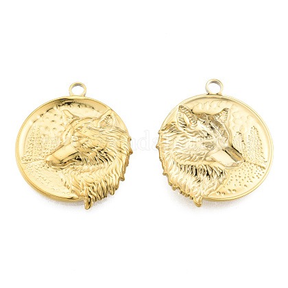 Zawieszka stal nierdzewna wilk pozłacana 18k+powłokaIP 30x25x3mm 1szt