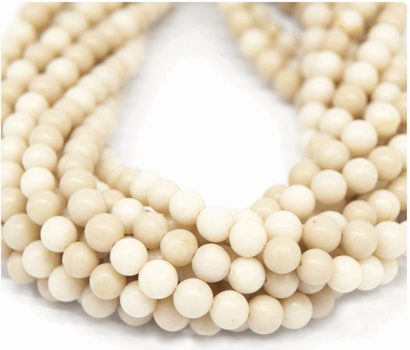 Kamień rzeczny 6mm gładka kulka sznur/+-60szt