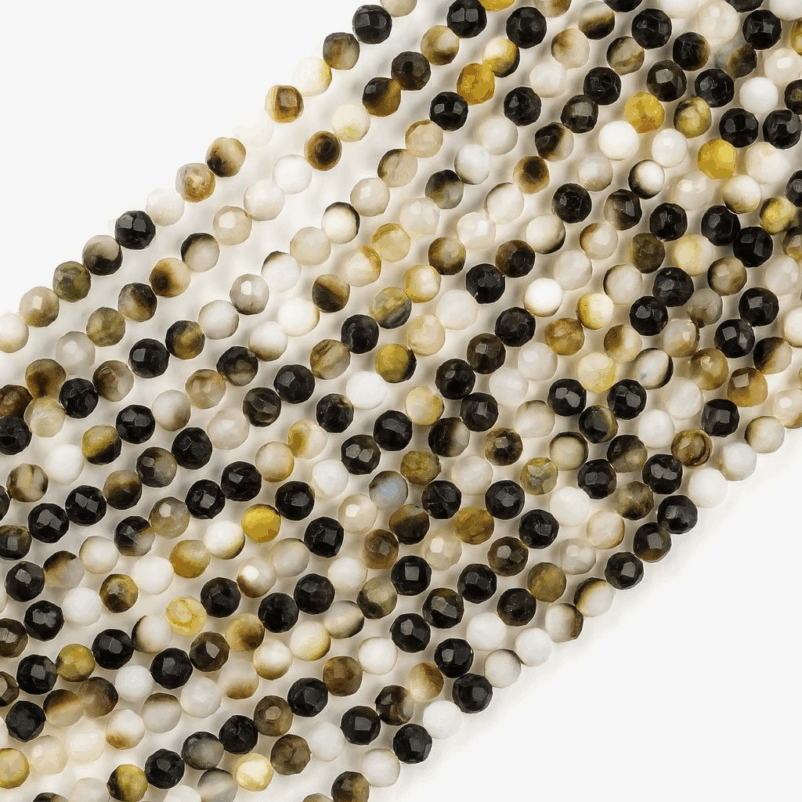 Naturalne koraliki z masy perłowej biało-brązowe 3.8-3.9mm sznur/+-100szt