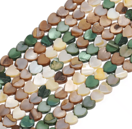 Koraliki serca z masy perłowej 6mm mix jesienny sznur/+-62szt