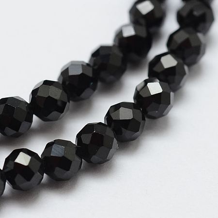 Spinel czarny fasetowany 4mm sznur/+-90szt