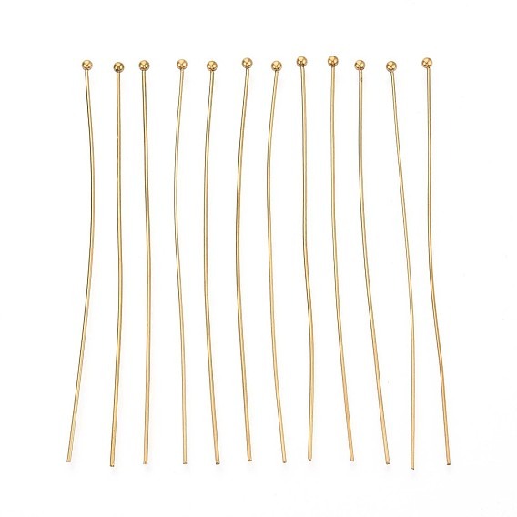 Szpilki z kulką pozłacane 18K ze stali nierdzewnej powłoka IP 50mm 20szt