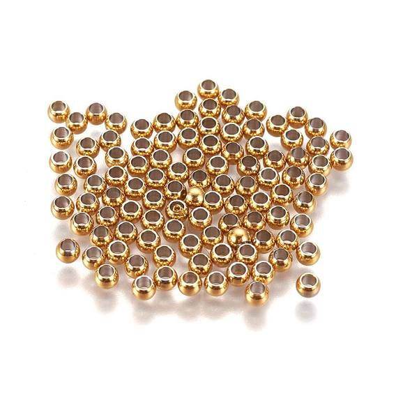 Koraliki przekładki 2mm bez łączeń stal nierdzewna kolor złoty powłoka IP 100szt
