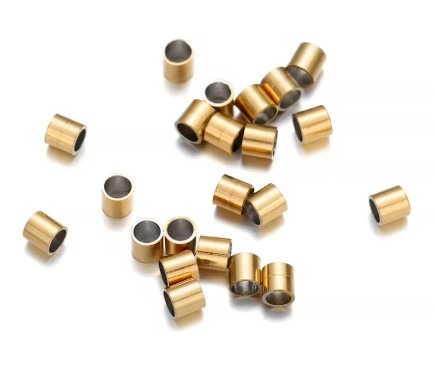 Koraliki zaciskowe złote rurki ze stali nierdzewnej 2mm powłoka IP otwór: 1,5mm 40szt