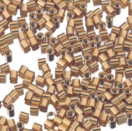 Koraliki zaciskowe złote rurki ze stali nierdzewnej 1,5mm otwór: 1mm 50szt