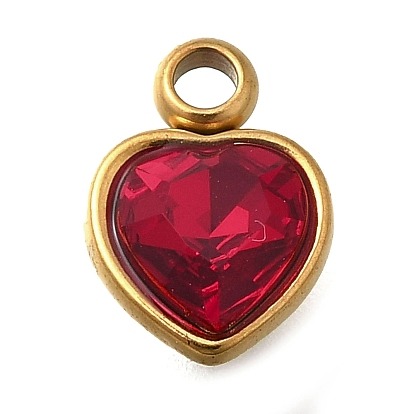 Zawieszka serce z kryształem stal nierdzewna+powłoka IP 9x6mm 1szt